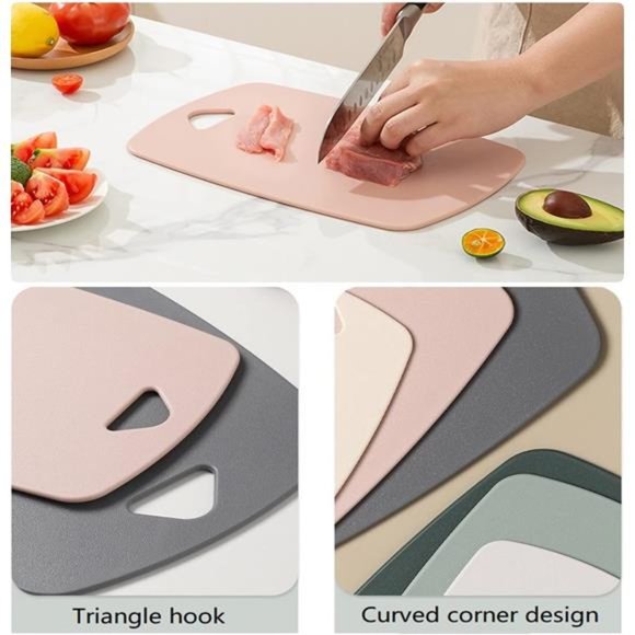 Cutting Boards, Plastic Cutting Board Set of 3, Thick Chopping Boards (Pink) - Picture 6 of 7